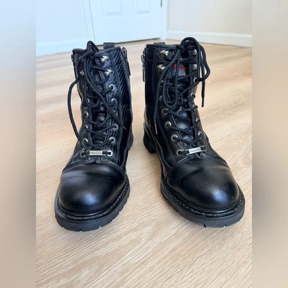 Milwaukee Accelerator Men’s Motorcycle Boots Sz 10 Black Leather Dual Zipper - Picture 2 of 8